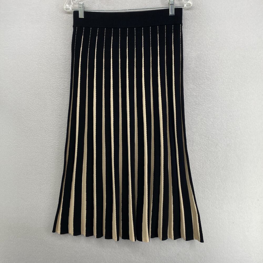 GERARD DAREL Skirt 2 Sweater Knit Bibiane Pleated Swing Herringbone Black